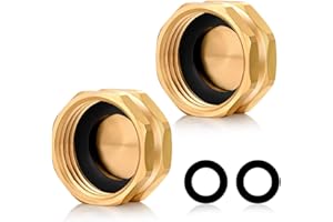 YELUN 3/4"Garden Hose End Caps,Brass Garden Hose Cap with Washers,Female End Cap 2 Pack