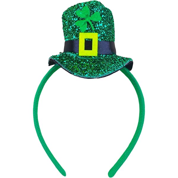 Green Glitter Mini Hat Headband St. Patrick\'s Day Headbands With 8166 Green Top Hat Headband - St Patricks Day Irish Green Mini  main image 4