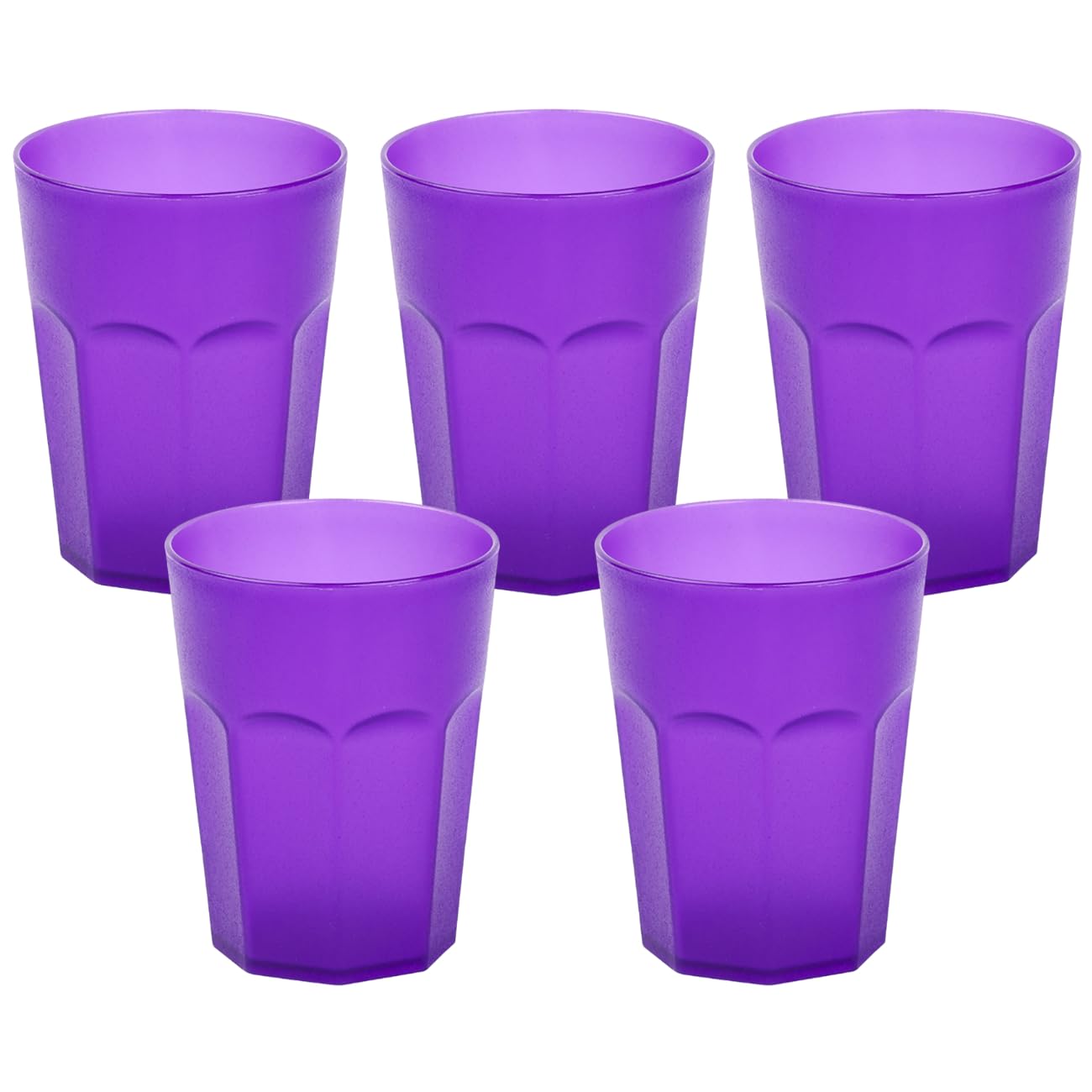 ENGELLAND 5-Pack Plastic Drinking Cups, Purple, 0.4L, BPA-Free, Reusable, Party Cups