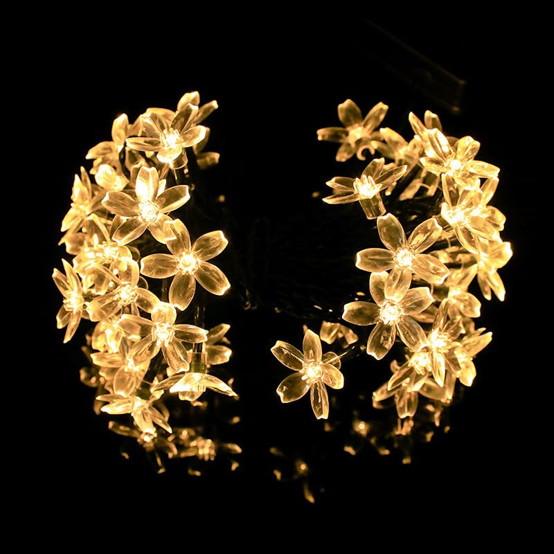 ANTEROOF Cherry Blossom Solar Fairy Lights with 100 LED Warm White Flowers, Waterproof 8 Modes Outdoor Lights for Garden, Wedding, Patio & Party Decor — image 1