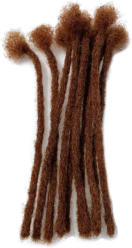 YONNA Human Hair Microlocks Sisterlocks Dreadlocks Extensions 20Locs Full Handmade (Width 0.4cm) 8inch #30 Medium Auburn