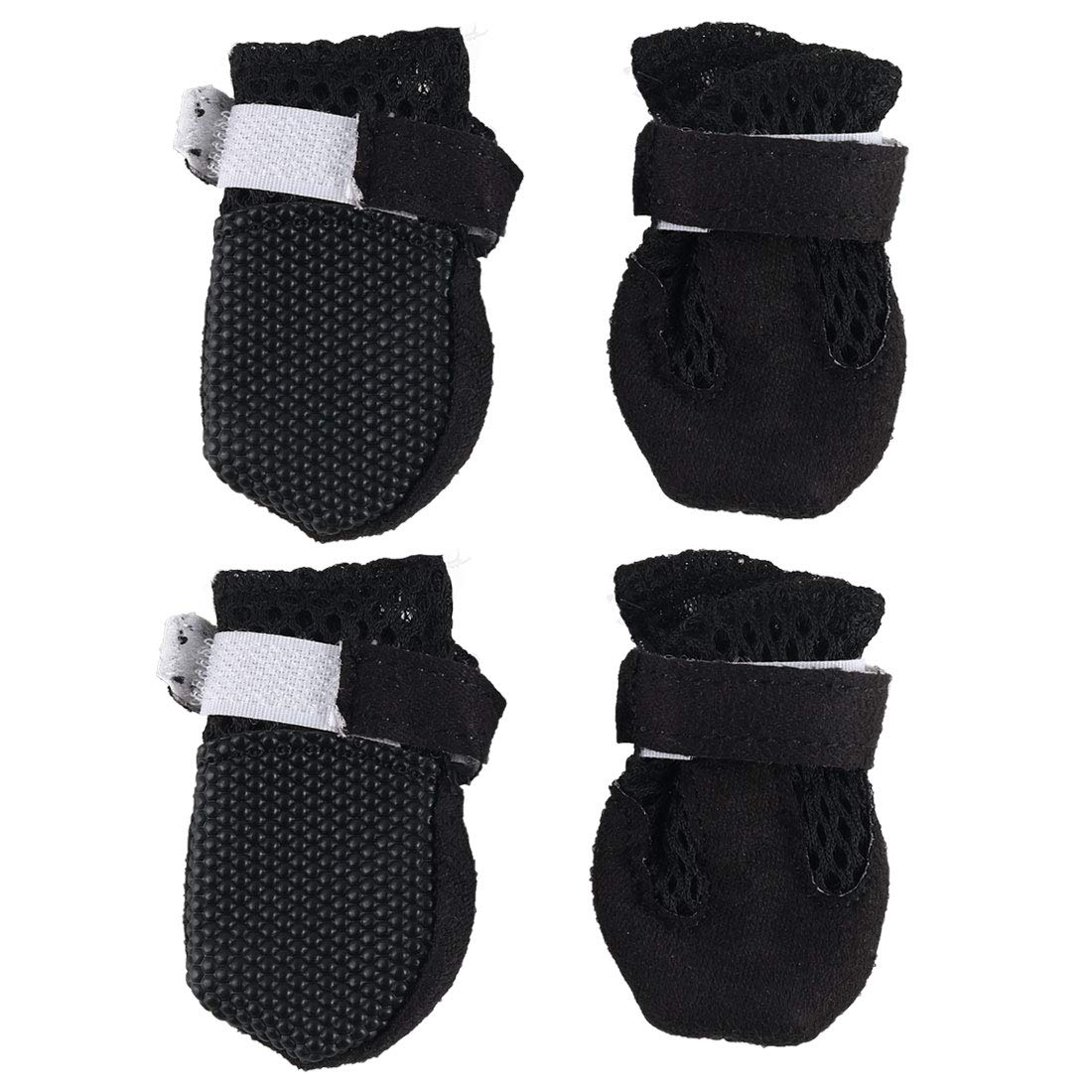 sourcing map Pet Boots Breathable Wear Resistant Comfortable Lightweight Dog Outdoor Running Hiking Shoes Paw Protectors Black 4pcs, S