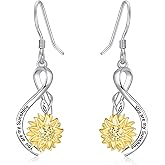 Dreamboat Sunflower Daisy Dangle Drop Earrings for Women 925 Sterling Silver Flower Dangling Hook Earring Christmas Mother's Day Birthday Jewelry Gifts for Wife Daughter