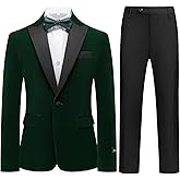 Boys Velvet Tuxedo Suit for Boys Slim Fit Formal Wedding Outfit Suit Size 4-20 Kids 2 Piece Tuxedo Blazer Jacket Suit Set