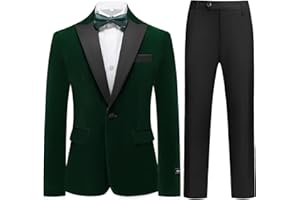 KIKILAND Boys Velvet Tuxedo Suit for Boys Slim Fit Formal Wedding Outfit Suit Size 4-20 Kids 2 Piece Tuxedo Blazer Jacket Suit Set