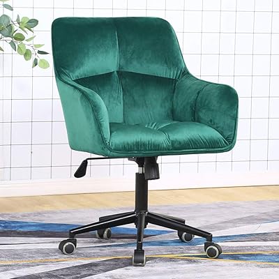 Buy Modern Home Office Desk Chairs 360 Swivel Velvet Upholstery Larger Wider Seat Accent Chair For Desk On Rolling Wheels Adjustable Swivel Ergonomic Computer Chair With Arms For Home Office Padded Green Online In Indonesia B08q3w5733