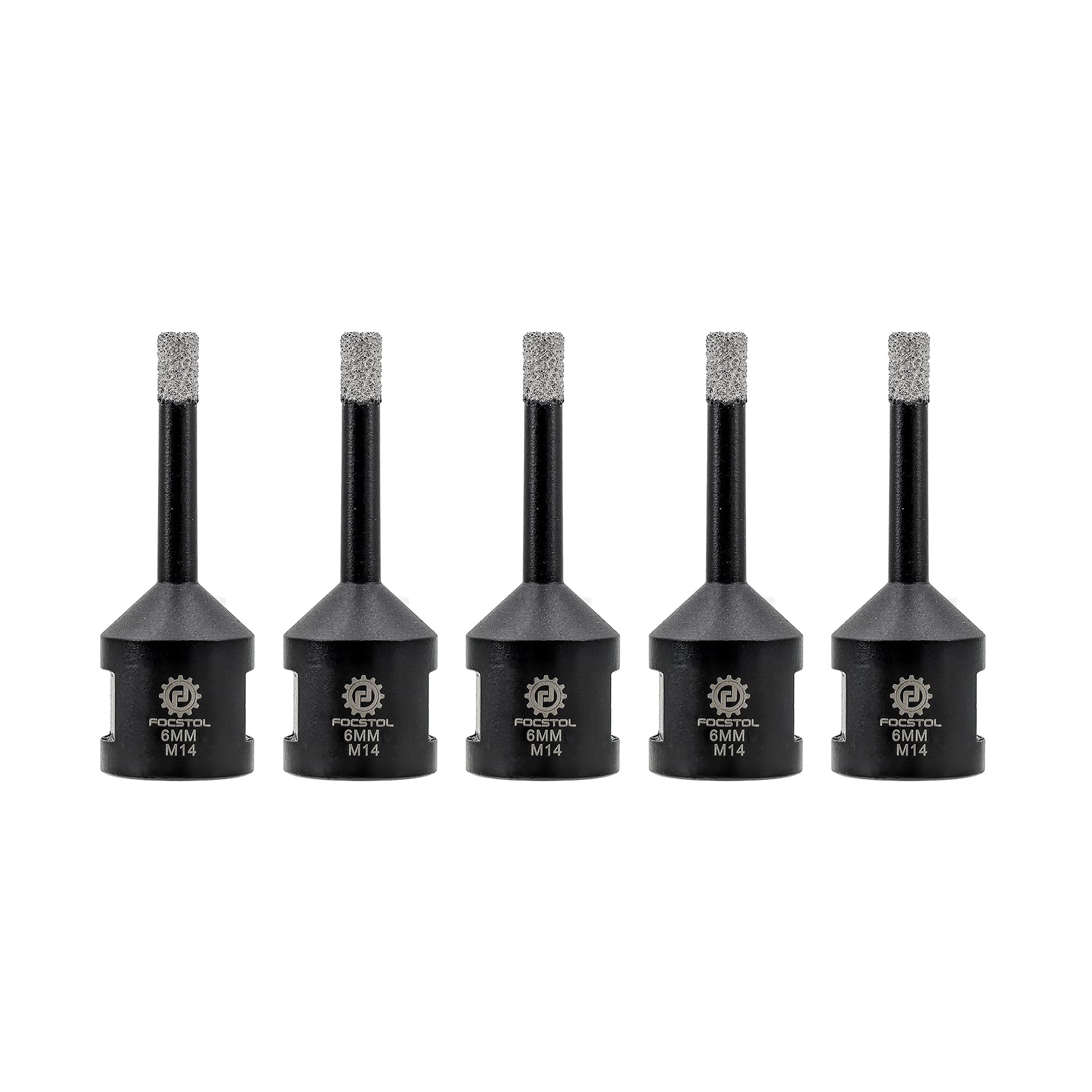 FOCSTOL Diamond Core Drill Bit - 5pcs 6mm Diamond Hole Saw for Porcelain Ceramic Tile Marble Granite Quartz M14 Thread — image 1