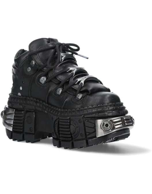 Amazon.com | New Rock Boots WALL106-S10 Mens Metallic Black
