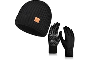 ZEXIAN Winter Beanie Hat and Touchscreen Gloves for Men&Women,Warm Knitted Skull Hat for Cold Weather