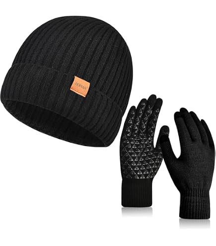YULOONG Ensemble 3 En 1 Bonnet Écharpe Gants Hiver Tricoté Pour Femme - Écran Tactile Et Doublure Polaire