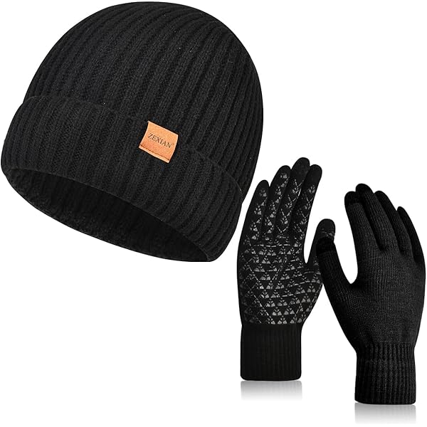 Winter Beanie Scarf Gloves Set Fleece Knitted Touchscreen Warm Accessories 81+oWCSoS7L._AC_UY1000_.jpg main image 4