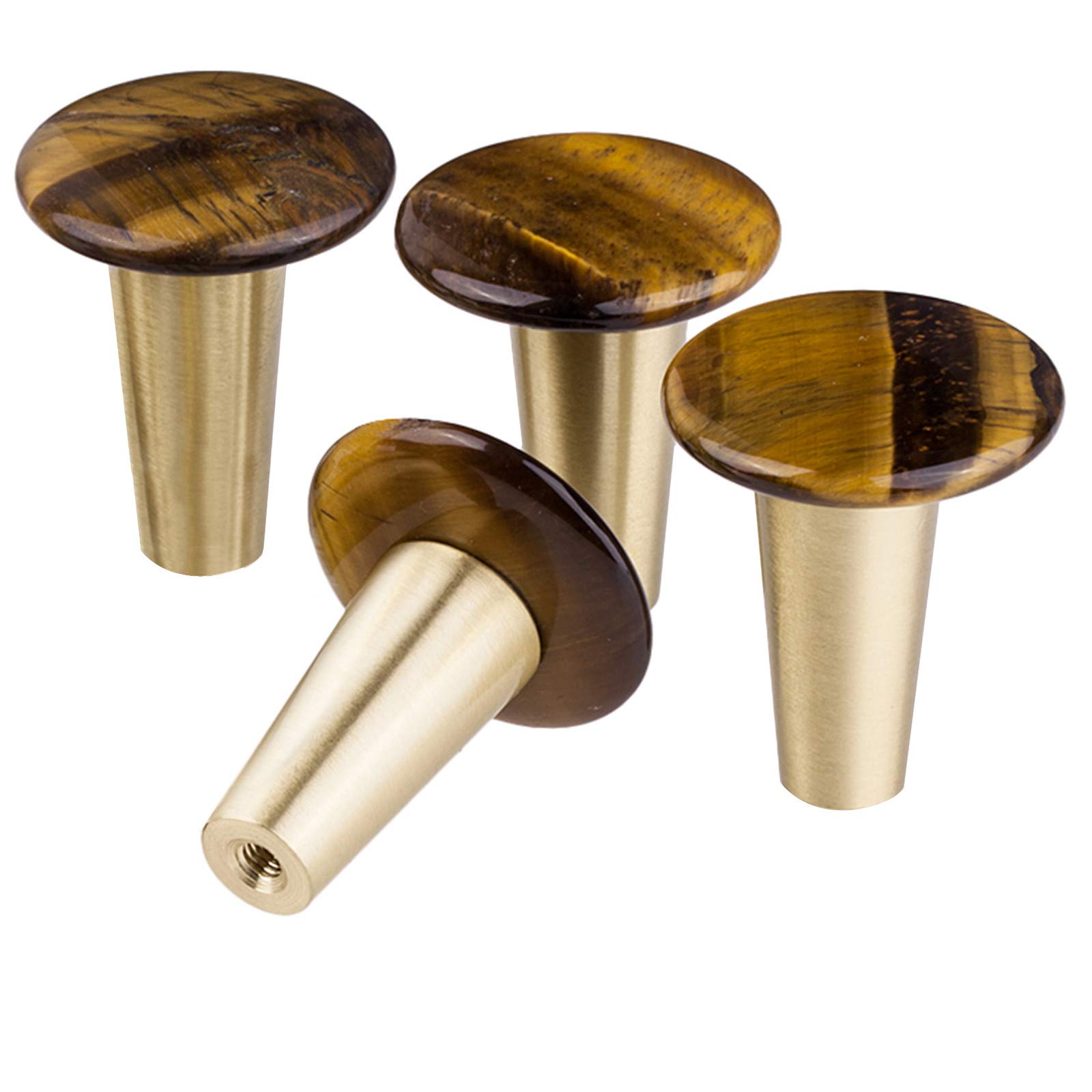 mookaitedecor Set of 4 Tigers Eye Round Crystal Cabinet Knobs with Screws, 30mm Crystal Stone Drawer Knobs Handles Pulls for Cupboard Wardrobe Kitchen Decorative Brass Knobs Calendar Wall Hanger