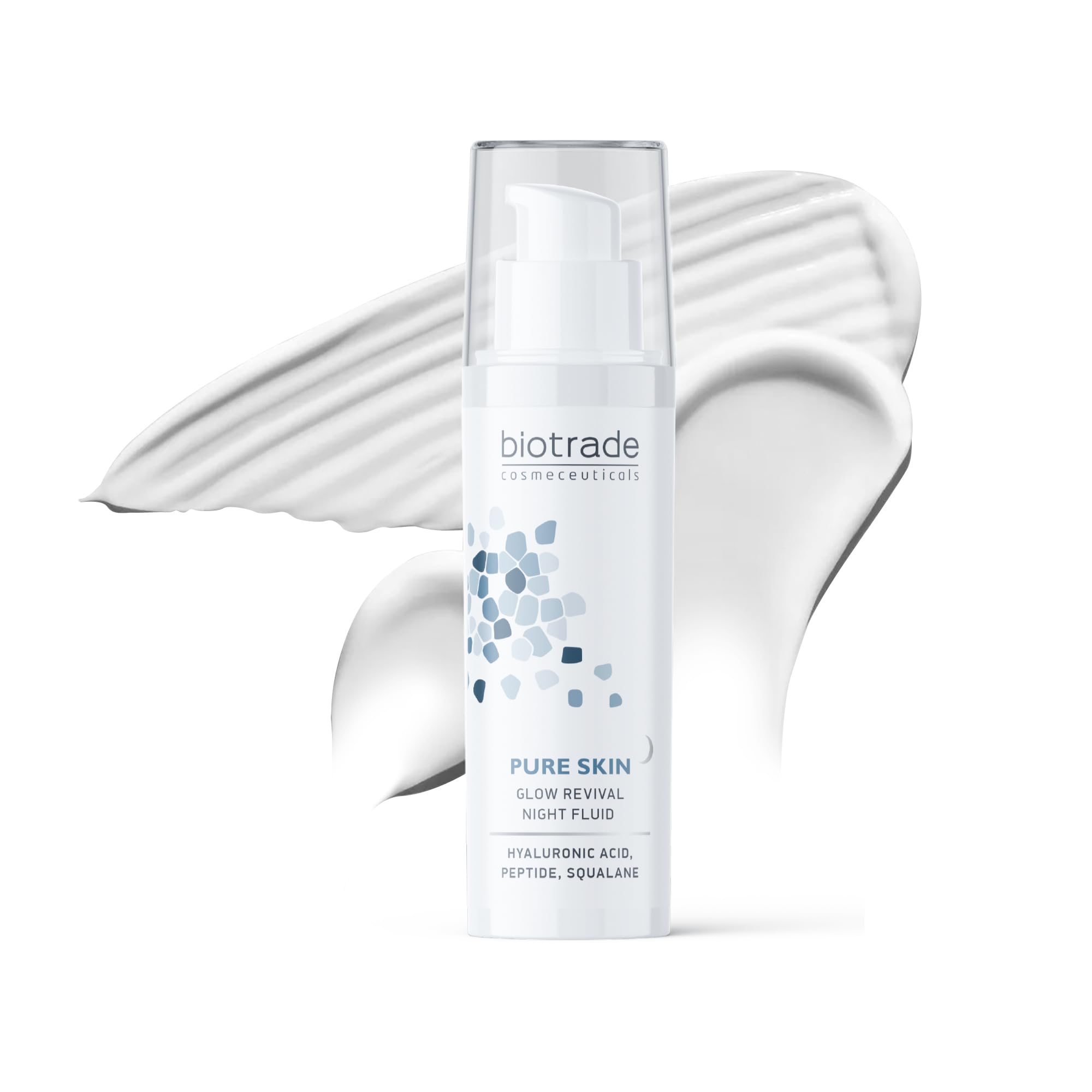 Biotrade Pure Skin Glow Revival Night Fluid Face Cream with Hyaluronic Acid, Peptides & Squalene – Hydrating Night Cream to Restore Skin’s Density & Plumpness – 50 mL