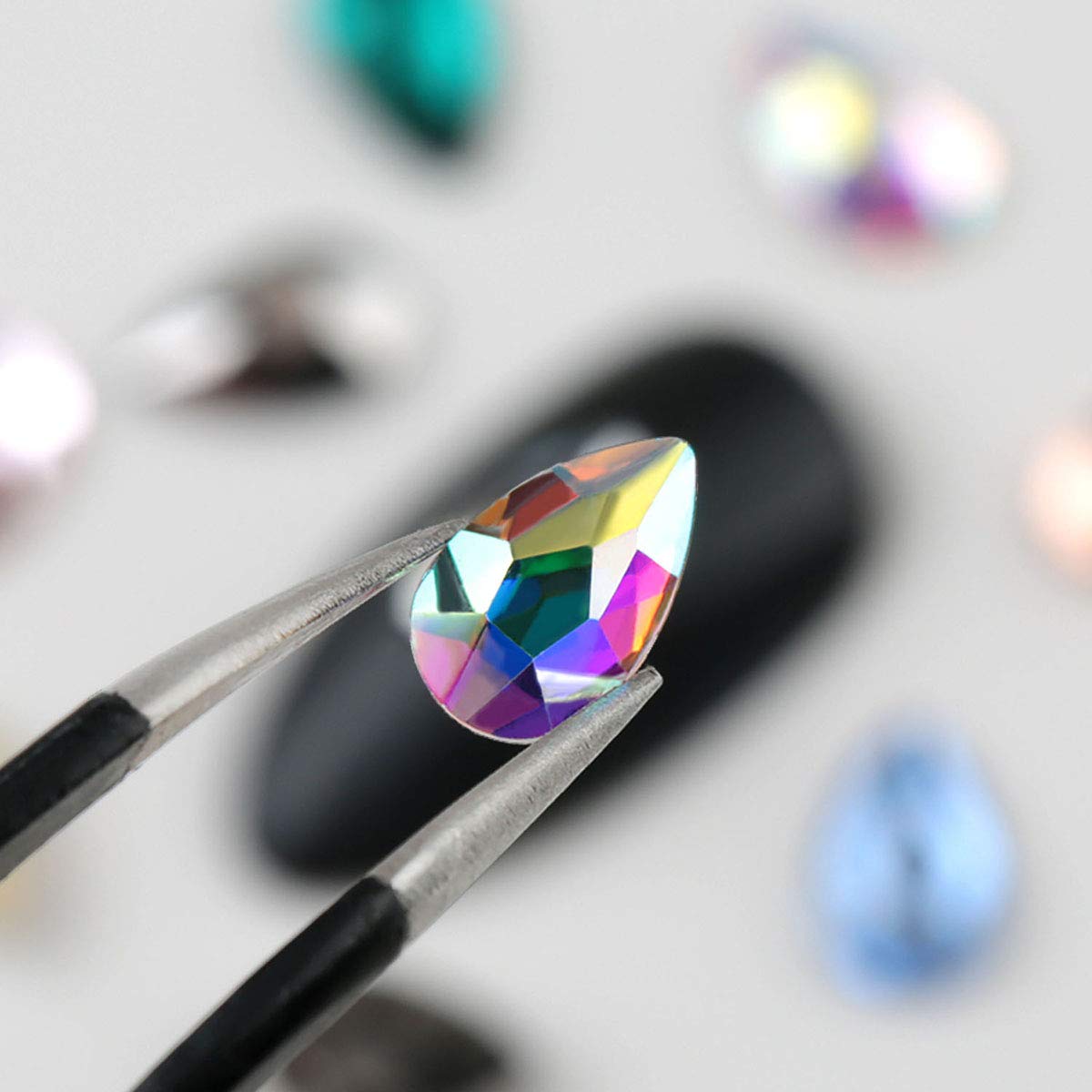 120 Pcs Multi Shapes Glass Crystal AB Rhinestones For Nail Art Craft, Mix 12 Style FlatBack Crystals 3D Decorations Flat Back Stones Gems Set (120 pcs Crystals+1728 pcs rhinestones): Beauty