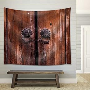 Vintage Old Chinese Door - Fabric Wall Tapestry Home Decor - 51x60 inches