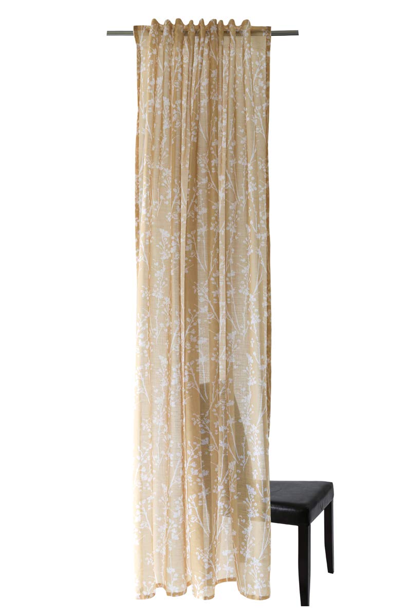 Homing Semi-transparent curtain printed saffron (1 piece) 245 x 140 cm (H x W)