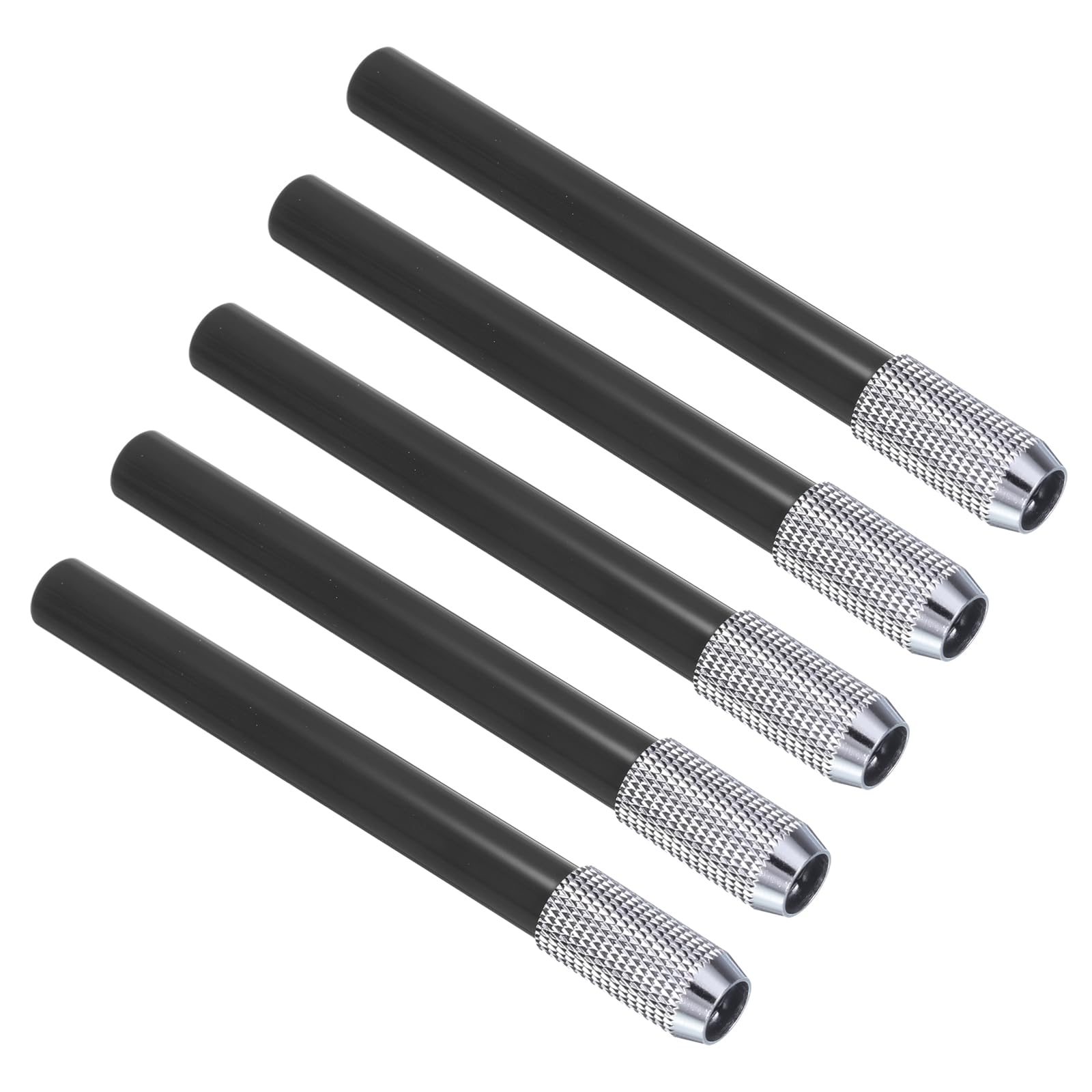 PATIKIL Pencil Extenders, 5Pcs Art Adjustable Metal Pencil Holder Lengthener Pen Sleeve for Short Pencil Crayon Colored Pencils Writing Desk Office, Black
