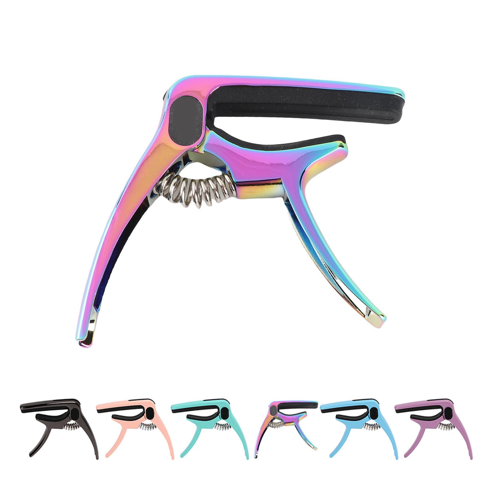 Universal Guitar Capo, Metal Ukulele Capo, Metal Guitar Capo Tone Adjustment Tool with Pick Holder Stringed Instrument Accessories (Colorful)