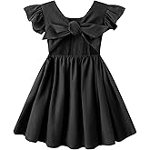 Dutebare Toddler Girls Dress Cotton Linen Ruffle Backless Sleeveless Kids Casual Party Dresses