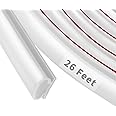 Fingwerk 26 Feet D-Shape Rubber Weather Stripping Door Seal Strip, Self-Adhesive Backing Door Weatherstripping for Door Frame Insulation Large Gap, Easy Cut to Size(White)
