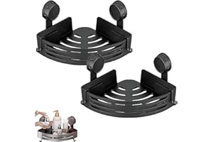 Triangle Suction Cup Shower Caddy, Corner Shower Shelves No Drilling, Aluminum Upgrade Suction Cup Shower Organizer with Towe