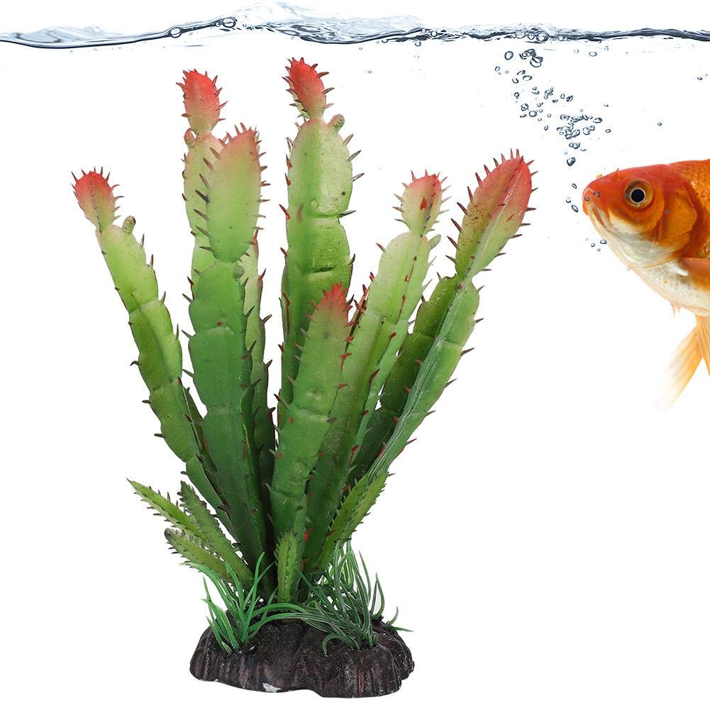Cikonielf Artificial Green Plastic Realistic Cactus Plant for Reptile Tank Habitat Decor - Terrarium Plants Suitable for Tortoise, Lizard, and Chameleon Enclosures