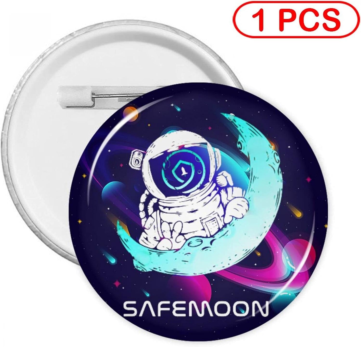Safemoon Hodl Round Button Badges Metal Pins Custom Bag Clothes Hats: Clothing