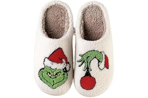 Christmas Plush Slippers - Winter Slippers with Non-Slip Sole, Ultra-Soft Faux Fur Cozy Slippers for Home & Outdoor