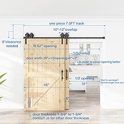WINSOON 5FT - 10FT Bypass Sliding Barn Door