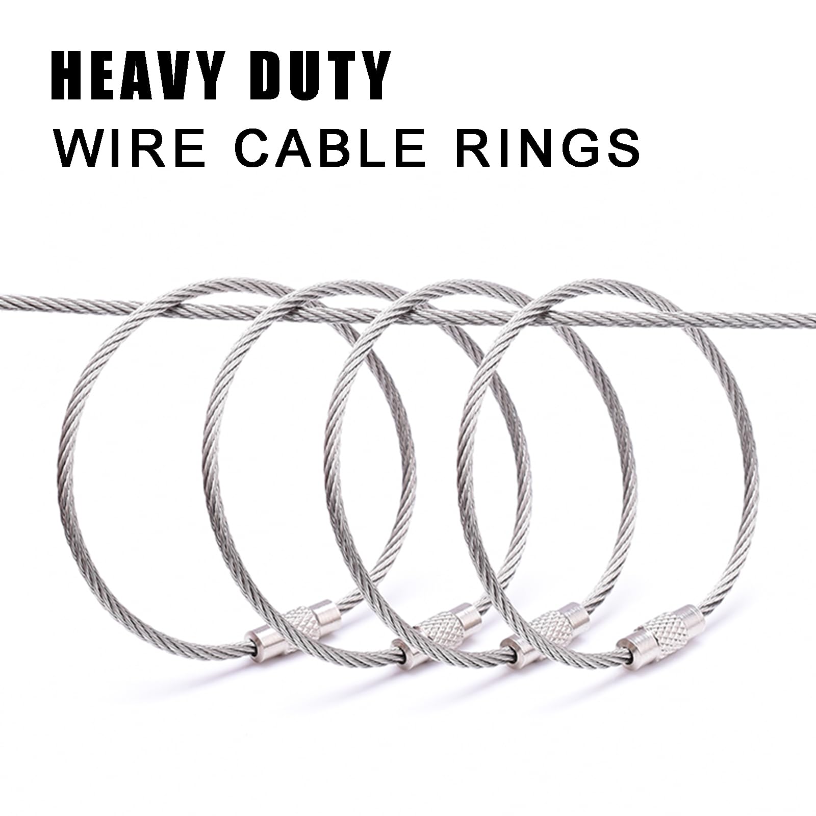 25 Pack Wire Key Ring Large Cable Key Chain Rings 6