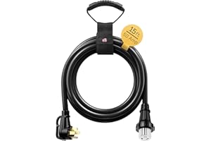 dé 50 Amp Generator Cord, 15ft Generator Extension Cord with Organizer, NEMA 14-50P to SS2-50R 4 Prong 50A Power Cord for 50A Inlet Box, CS6375 Twist Lock Connectors STW 6/3+ 8/1 AWG Wire- ETL Listed
