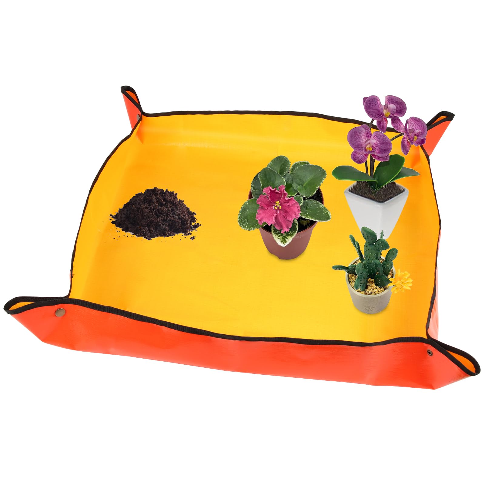 Photo 1 of 30" X 30" Large Plant Repotting Mat for Indoor Plants Potting Soil, Foldable Waterproof Plant Repotting/Potting Tray, Portable Potting Mat Gardening Tray for House Plants (Medium 30 X 30" (Orange))
