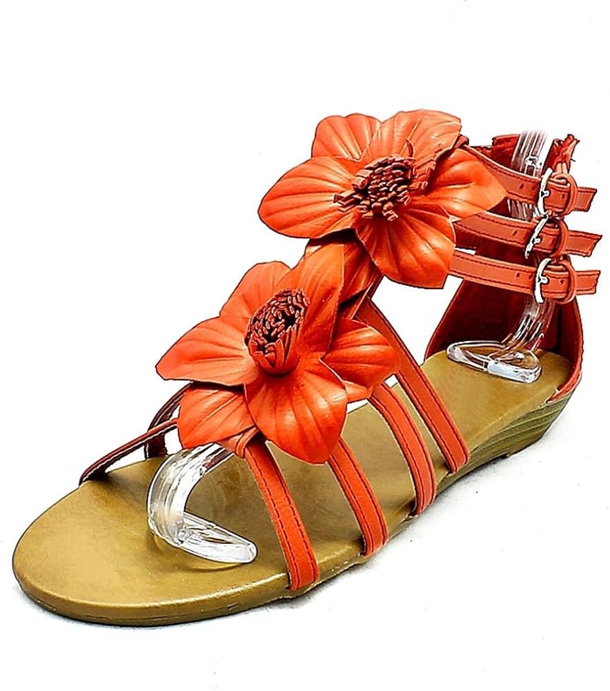 Red Flower Front Low Wedge Sandals Amazon.co.uk Shoes & Bags