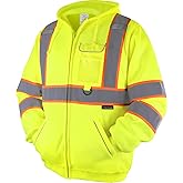 TICONN Safety Hoodie Jacket, High Vis Reflective Safety Fleece Hoodie, PPE Gear for Cold Weather Meet ANSI III
