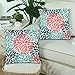 InterestPrint Dahlia Pinnata Flower Teal Coral Gray Cushion Case Protector Pillowcase with Zipper 18x18 Inch Set of 2, Throw Pillow Cover Home Decor