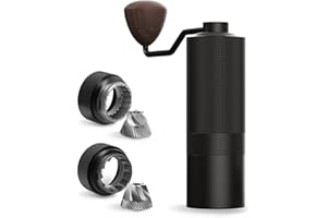 MAVO Manual Coffee Grinder, Wizard Hand Coffee Grinder, Capacity 25g with 2PCS CNC Stainless Steel Conical Burr -Pentagon and Hexagonal, Burr Coffee Bean Grinder for French Press, Pour Over, Black