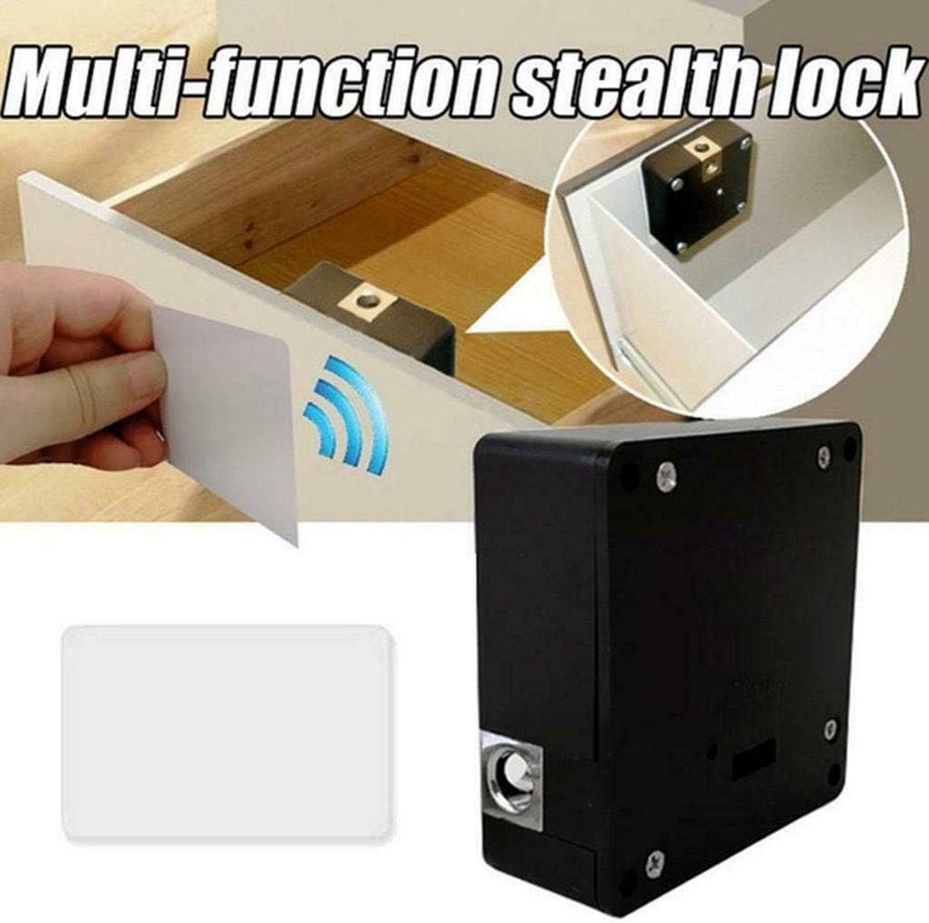 Induction RFID Cabinet Lock, Tuscome DIY Hidden Safety Digital Smart Wardrobe Keyless Wooden Box Furniture Drawer Locks (Black)