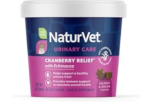 NaturVet Cranberry Relief Plus Echinacea for Cats, 60 ct Soft Chews, Made in USA