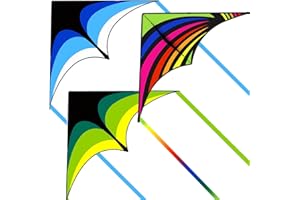 KAICIUSS 3 Pack Delta Kite Set for Adults and Kids, Single Line Beach Kites for Boys & Girls, Three Handle with String Included