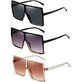 Hilbalm 3 pieces Sunglasses for Women Men Large Frame Retro Square glasses