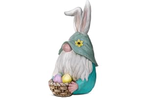 FETIWILSO 8'' Easter Bunny Gnomes Statue Decoration Easter Egg Gnomes Spring Gifts Garden Bunny Figurines Rabbit Sculpture Tabletop Collectible Statues for Home Garden Yard Patio Easter Theme Party