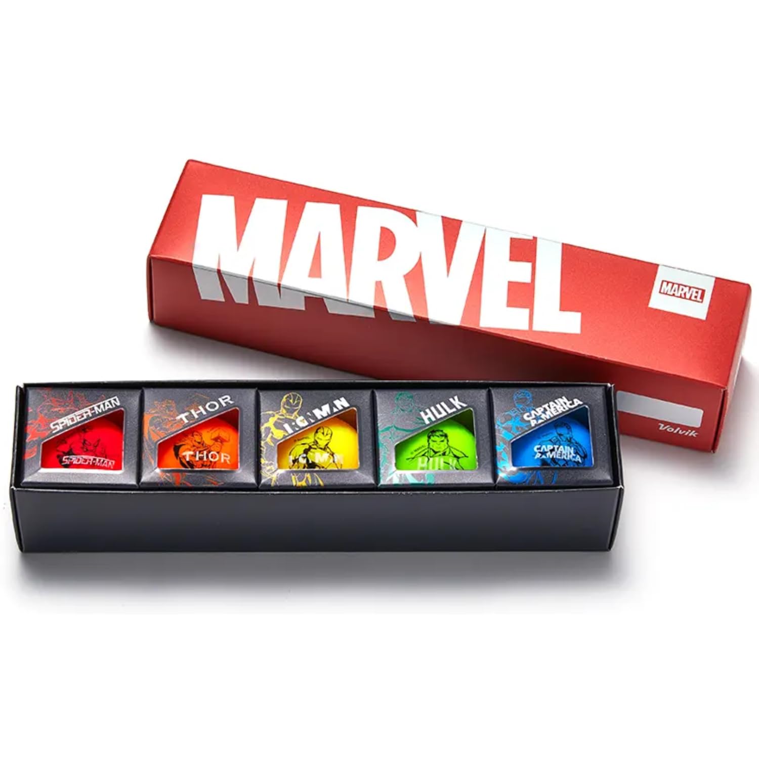 Volvik x Marvel 5 Ball Multi Avenger Gift Set Including Spiderman, Thor, Ironman, Hulk and Captain America