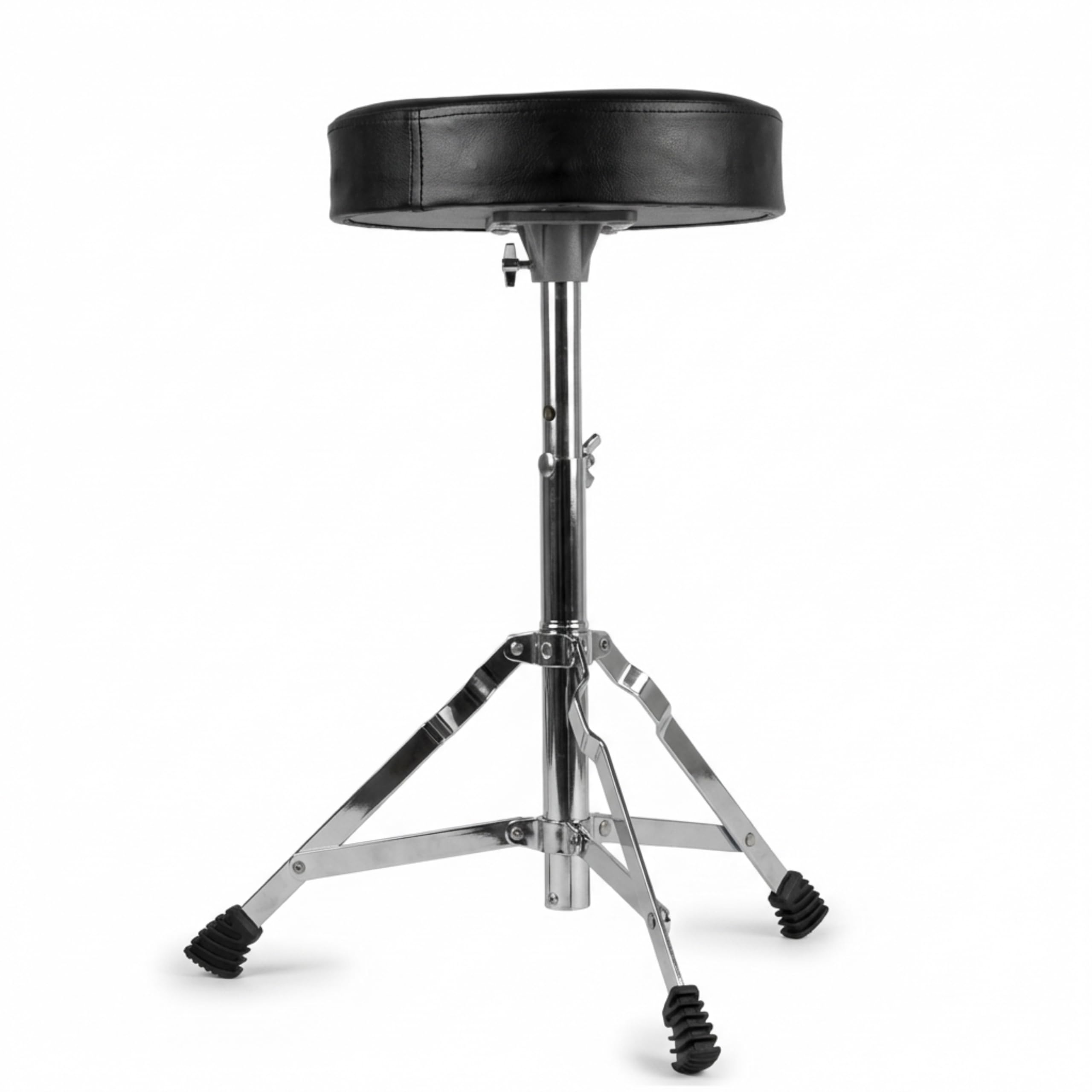 RockJam Adjustable Drum Throne Stool for Drum Kit – Padded Swivel Drum Seat with Height Adjustment 45-55cm, Anti-Slip Feet, Portable Folding Drummer Stool, Black