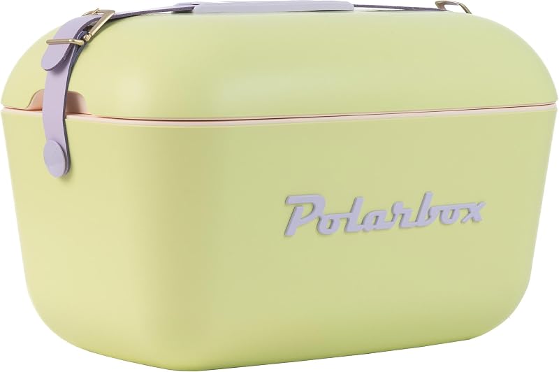 Klassische Retro Vintage Kühlbox für Camping, Picknick, Strand, 20 l, Limette/Lila, Limettengrün/Rosa — Foto 1 von 8