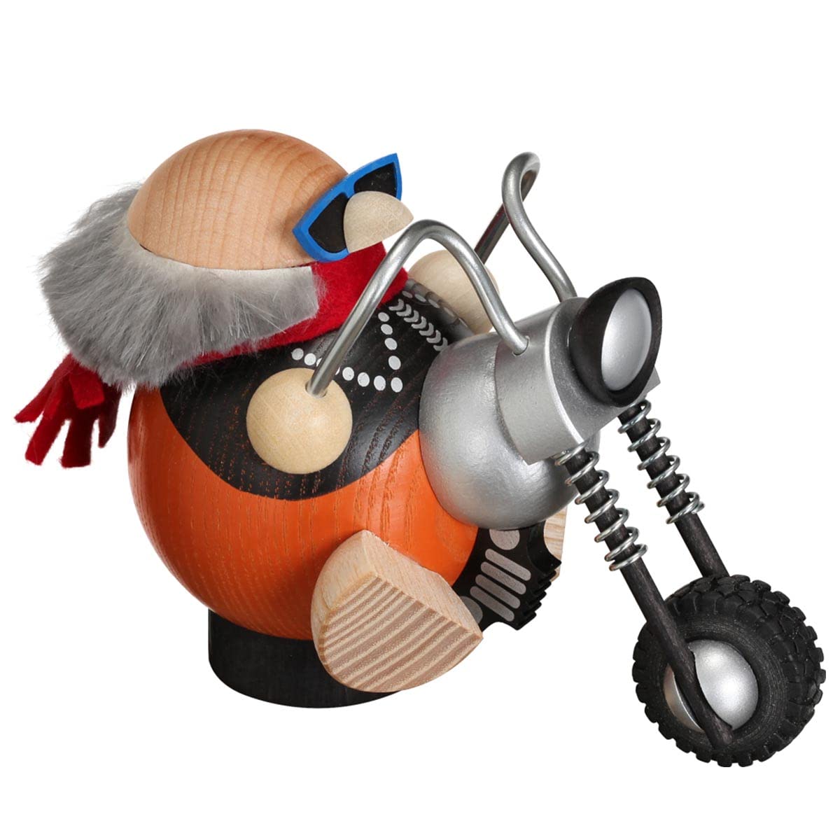 Seiffener Volkskunst German incense smoker biker, height 12 cm / 5 inch, original Erzgebirge by SV 19041