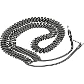 Fender Professional Series Tweed Coiled Instrument Cable, Guitar Cable, Guitar Accessories, Straight/Angle, Gray, 30ft