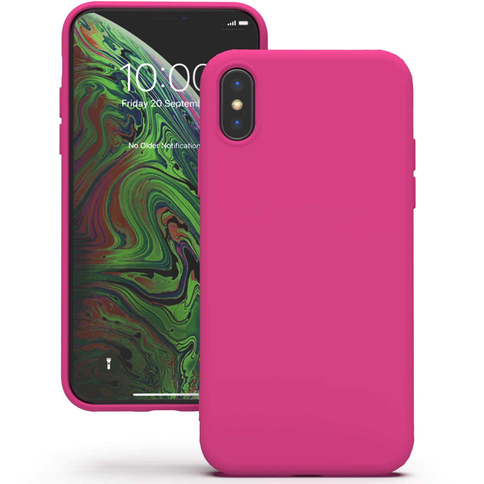 YATWIN Silicone Case for iPhone X/XS, Soft-Touch, Shockproof, DustProof, Antiskid Full Body Armour Phone Cover for Apple iPhone X/XS - Magenta — image 1