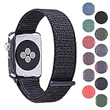 Pantheon Woven Nylon Replacement Apple Watch Band by, Sport Loop Edition, For Men or Women, Strap fits the 38mm or 42mm Apple iWatch, Compatible Series 1, 2, 3, Nike … (Black and Purple, 38mm)