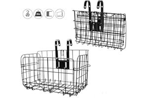 HOMEE Folding Rear Bike Basket Wire Mesh Fold-Up Detchable Front Bag Rear Hanging Bike Basket Bicycle Bag Cargo Rack for Mountain Bike Accessories Bike Frame Basket 1 Pack