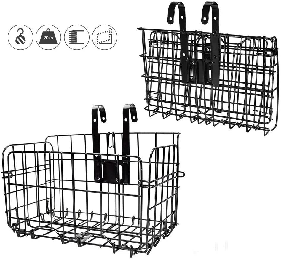 Photo 1 of HOMEE Folding Rear Bike Basket Wire Mesh Fold-Up Detachable Front Bag Rear Hanging Bike Basket Bicycle Bag Cargo Rack 